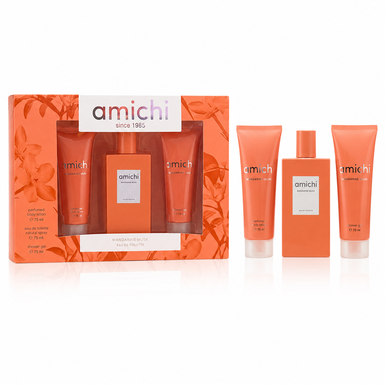 SET AMICHI MANDARINE MUSK EDT 75ML+BODY 75ML+GEL 75ML